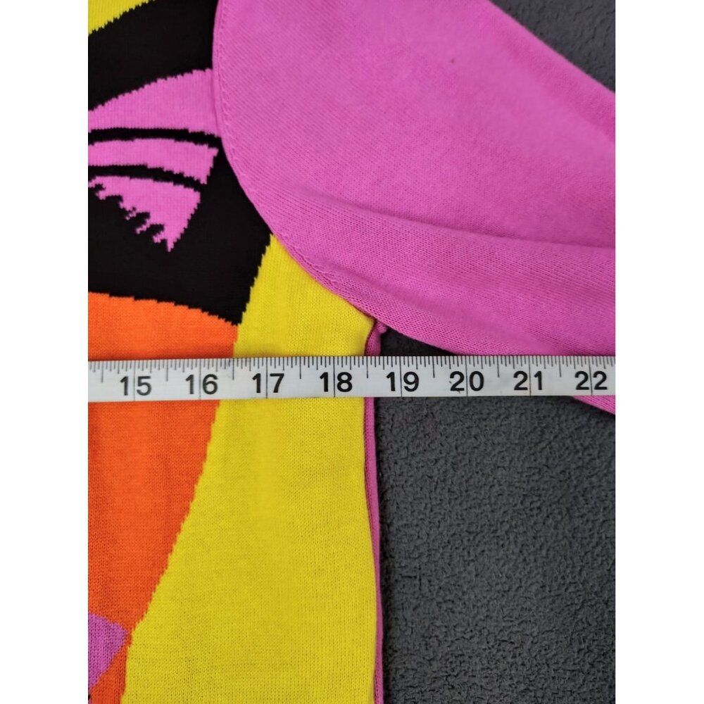 NWOT Oxknit Womens Psychedelic Cat Sweater Sz (L) Colorful Mod Long Sleeve Retro - Picture 4 of 7